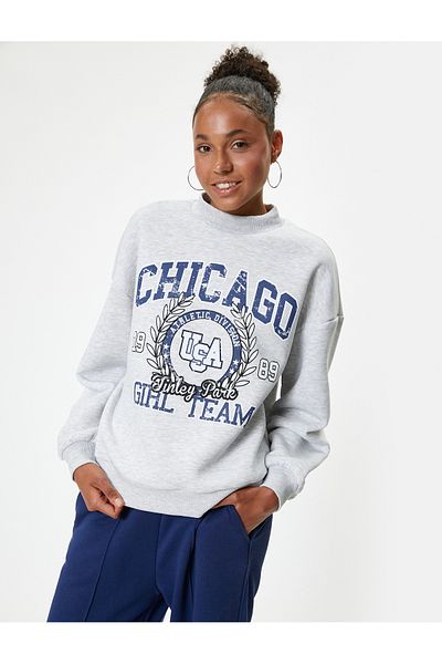 Koton College Printed Oversize Sweatshirt - Crew Neck Hoodie
