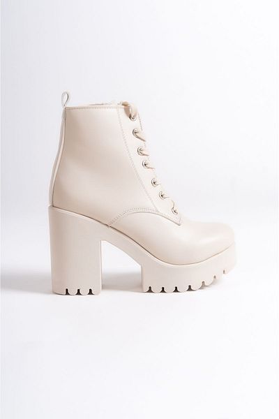 Shoesers Cizme impermeabile pentru femei cu platformă înaltă, cu toc, șlefuită, texturată, cu șireturi și fermoar