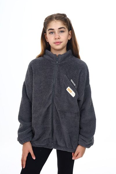 Toontoy Girl's Embroidered Plush Cardigan