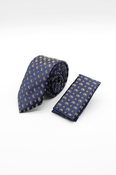 İmza ربطة عنق منقوشة باللون الأزرق الداكن مقاس 6 سم 1090240144