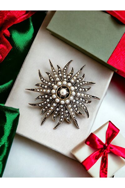 FAYRA ACCESSORIES İnci Işlemeli Güneş Figür Broş