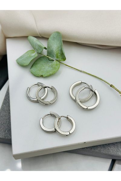 Lumiera Silver Hoop Steel Earrings