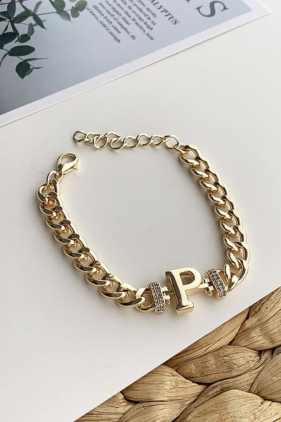 Çlk Accessories سوار ذهبي بحرف P Trbilek7716 B34003