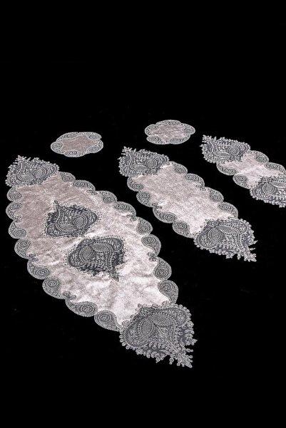 bursa çeyiz طقم صالة مخمل 5 قطع – بودرة