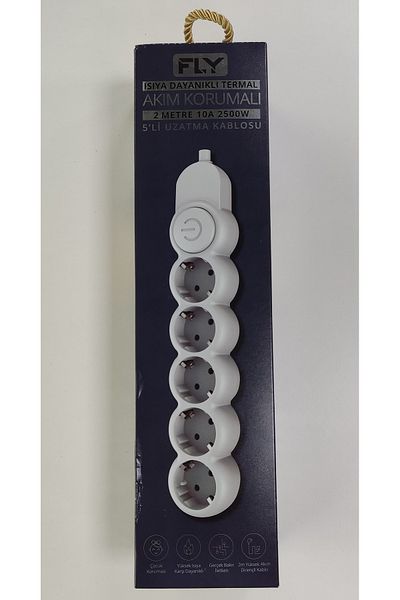 Fly 3394-01 5pcs 2m Switched Surge Protected Socket 2500w
