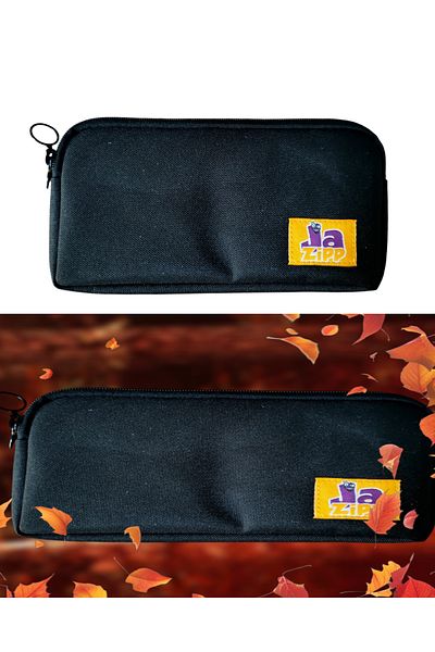 GLANCE Jazipp Premium Double Compartment Pencil Case Pen Bag Black 22X12X4Cm