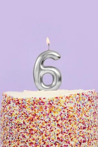 Le Mabelle Silver Number 6 Candle
