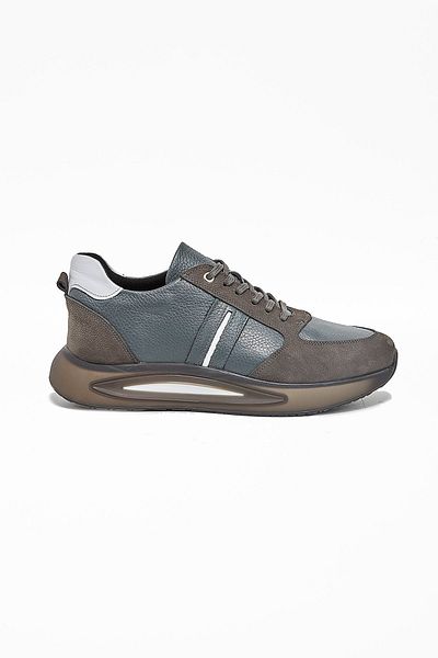 İmza Genuine Leather Gray Lace-Up Casual Shoes -1033240152