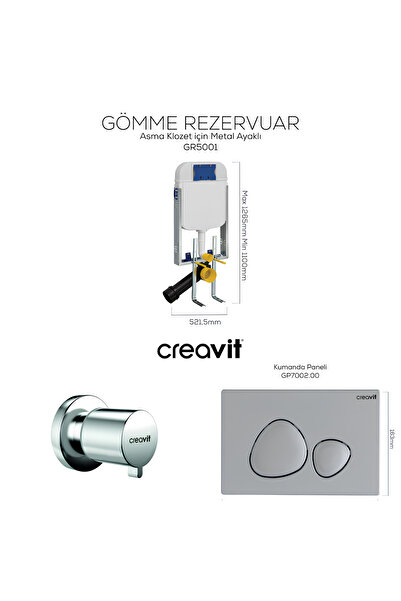 Creavit Spa Gömme Rezervuar Seti,GR5001,GP7002,MS.AC50L