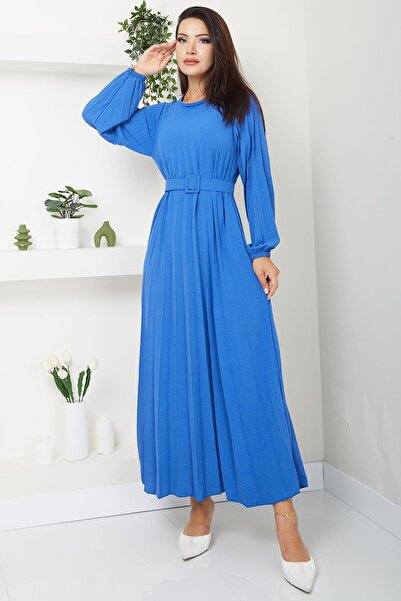 SENSTIL فستان Aerobin مطوي باللون النيلي SS2339