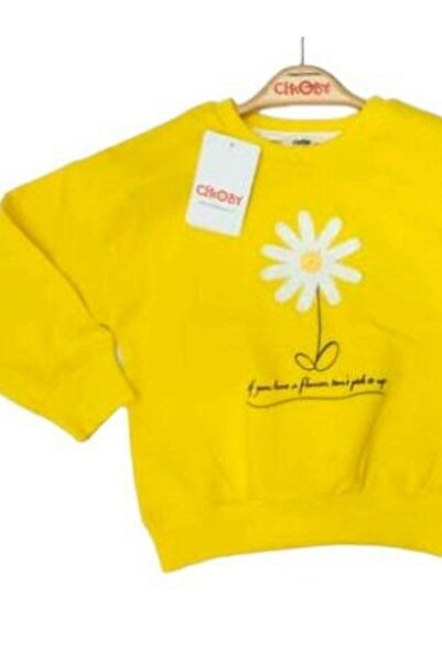 Çikoby Girl's Daisy Embroidered Sweatshirt