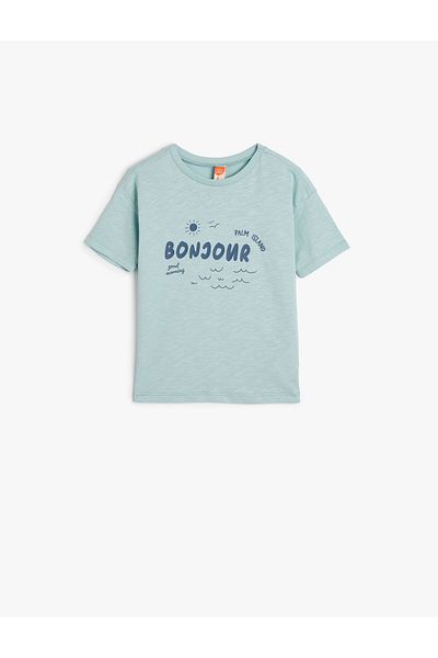 Koton T-Shirt Short Sleeve Summer Themed Cotton