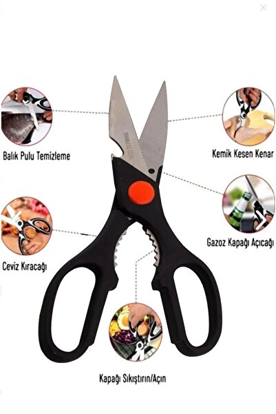 Hayveys Çok Amaçlı Ultra Keskin Mutfak Makası Balık Tavuk Et Sebze Makası