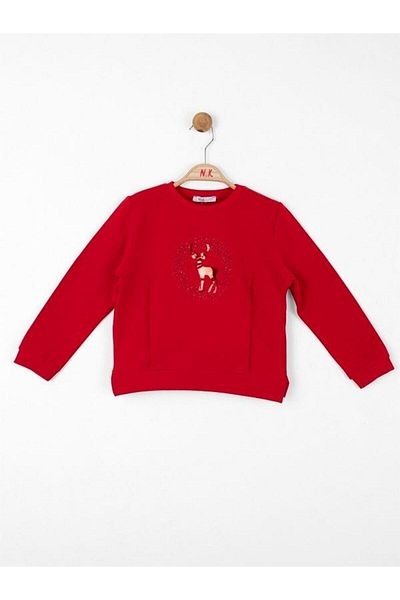 NK Girl's Shiny Deer Printed Sweatshirt