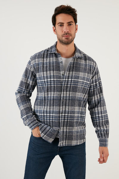 Buratti Ekose Desenli Pamuklu Regular Fit Kışlık Gömlek Erkek Gömlek 5896601