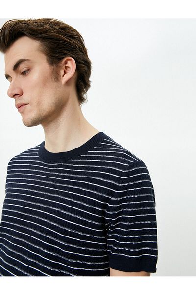 Koton Strickpullover Kurzarm Rundhals Baumwolle