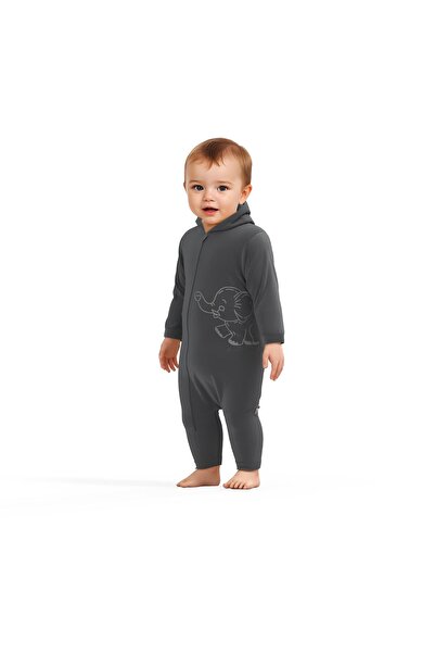 BabyCosy Organic Velvet Hooded Zippered Jumpsuit