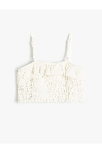 Koton Strappy Gipe Detailed Crop Μπλούζα - Ruffled