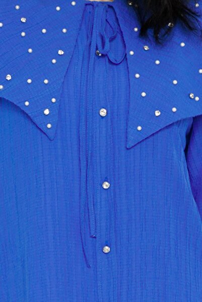 Sevitli Blue Pearl Wide Collar Tunic