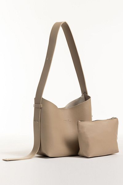 NOTHING Women's Light Mink Leather Makeup Bag 3 Stages Design Hand, Shoulder and Crossbody Bag with Adjustable Strap