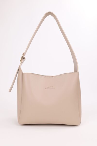 NOTHING Cross Adjustable Belt with Gold Buckle - Hand and Shoulder Bag with Strap Mink