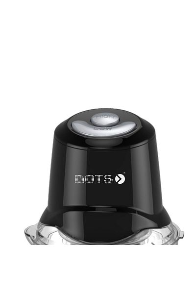 DOTS Chopper with 2 Liter Capacity, Plastic Jar, 3-Layer Steel Blade. - 450 Watt - Black