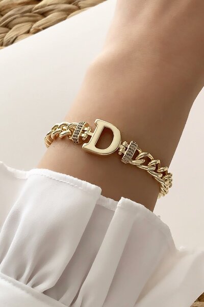 Çlk Accessories Bratara din aur cu litera D Trbilek7714 B34003