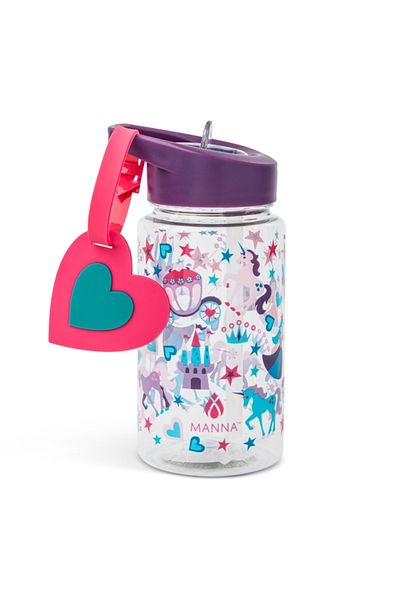 manna Buddy Heart Themed Design Water Bottle with Strap 15oz