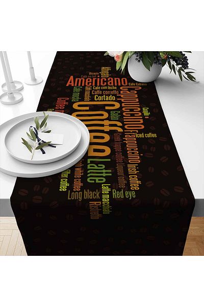 Else Dekor Husă decorativă pentru căptușeală, cu model de scrisuri maro, imprimată, rezistentă la pete, fără griji, 40x140cm