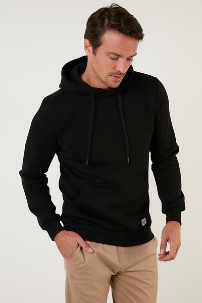 Buratti Sweat pentru bărbați - Slim Fit, glugă, buzunar cangur, blană în interior, raster moale 5905281