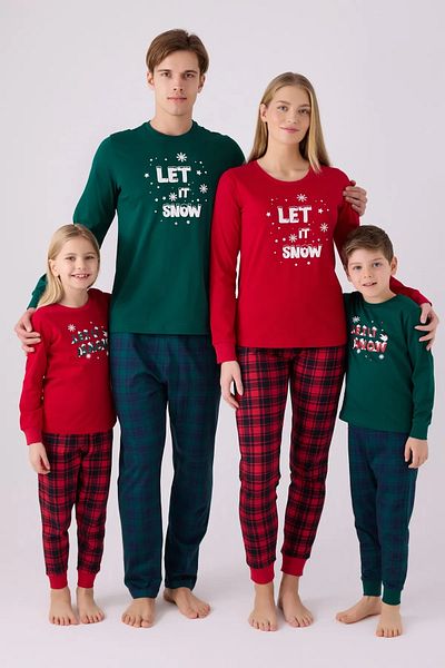 SWATİ Red Long Sleeve Pajama Set - Family Concept Mother Girl Women Arnetta3105
