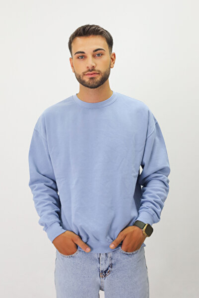 Diop Eskitme Desenli Unisex Sıfır Yaka SweatShirt