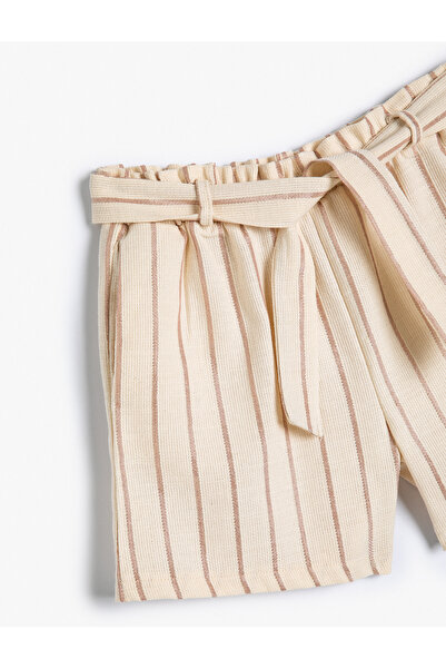 Koton Cotton Pocket Shorts - Belt Detail and Elastic Waist