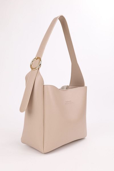 NOTHING Cross Adjustable Belt with Gold Buckle - Hand and Shoulder Bag with Strap Mink