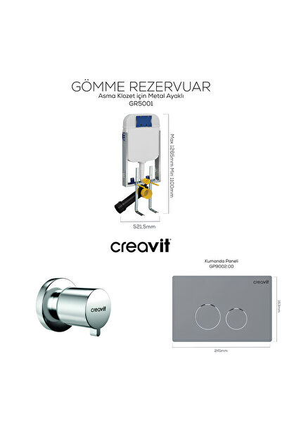 Creavit Terra Gömme Rezervuar Seti,GR5001,GP9002,MS.AC50L