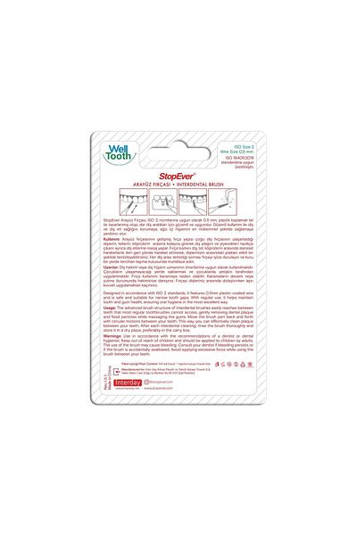 StopEver Well Tooth Metal Interface Brush 0.5 mm Red Size 2