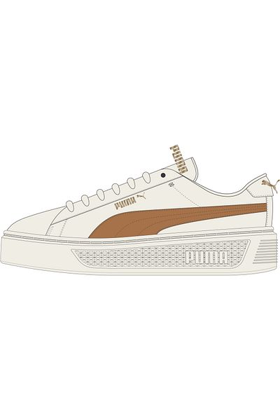Puma Smash Platform V3 - Teplé bílo-karamelové latte ve zlaté barvě Puma