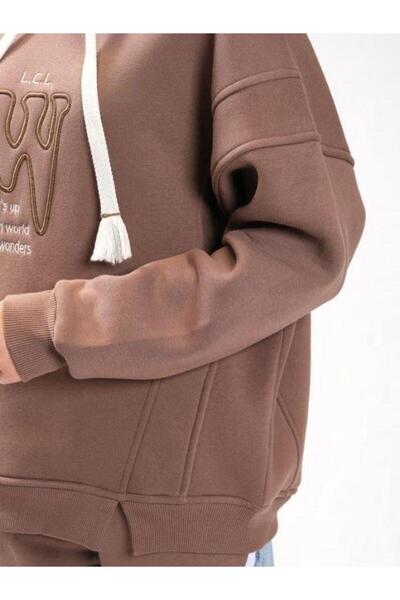 Zekids Детска памучна суитшърт с качулка, разрез и крилати ръкави