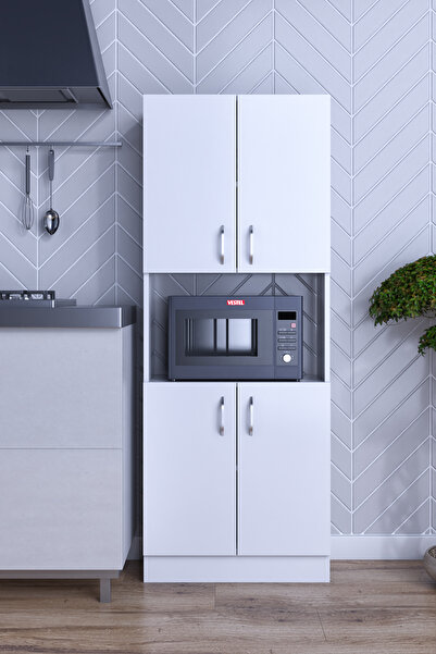 moka park avm Alt  Üst Kapaklı 4 Geniş  Raflı  Mikrodalga Fırın Dolabı Çok Am...