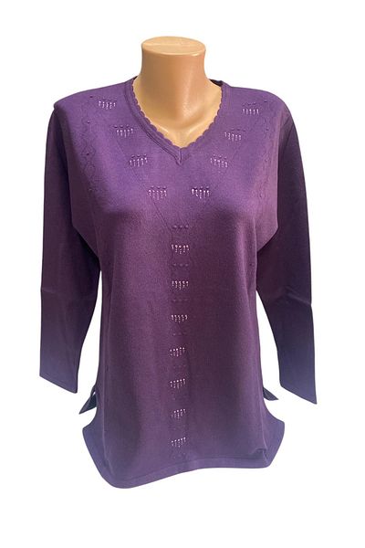 BURSPA V-Neck Stone Embroidered Winter Mother Sweater