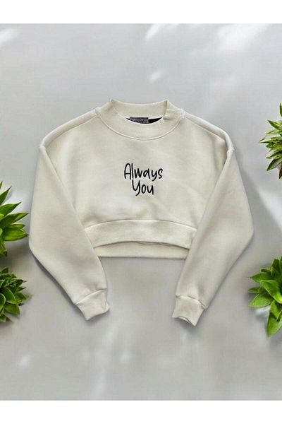 MonCherry Girl - Always Written Three Thread Crop Sweatshirt