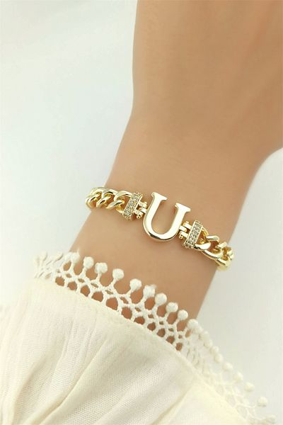 Çlk Accessories سوار حرف U ذهبي TrBilek70360