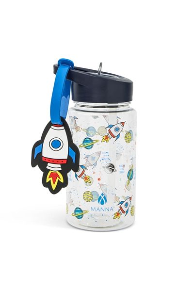 manna Buddy Space Themed Design Water Bottle with Strap 15oz