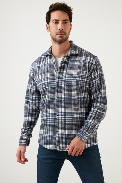 Buratti Ekose Desenli Pamuklu Regular Fit Kışlık Gömlek Erkek Gömlek 5896601