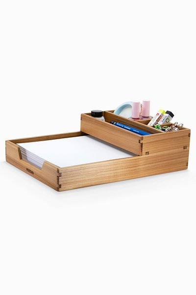Woodsaka A4 Paper Tray with Reka Organizer, Cherry