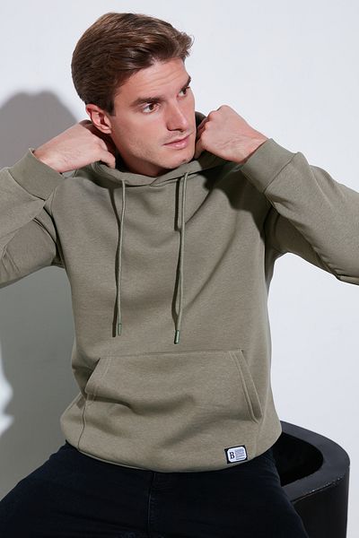 Buratti Slim Fit с качулка и джоб тип кенгуру Мека оребрена мъжка потница 5905281