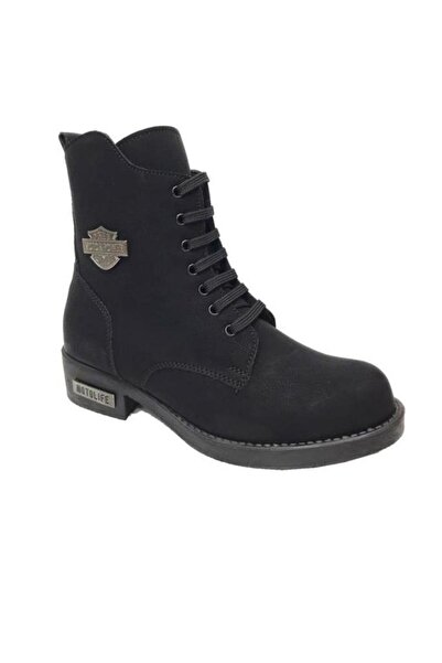 Sedef Sdf 50-24 Δερμάτινες γυναικείες μπότες Motolife με φερμουάρ