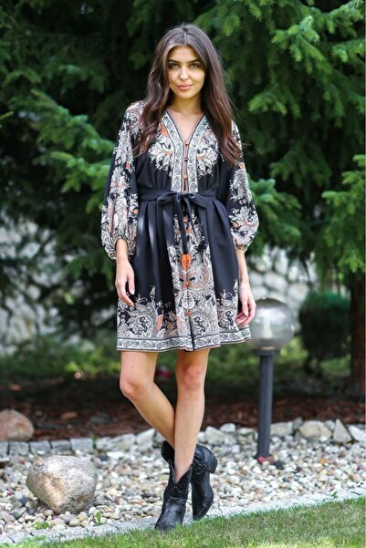 jennyfer garment ATLAS KUMAŞ KUŞAKLI ELBİSE