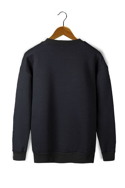 blackjack giyim Hanorac unisex negru cu imprimeu Veaven, gros, cu două fire, cu gât crew