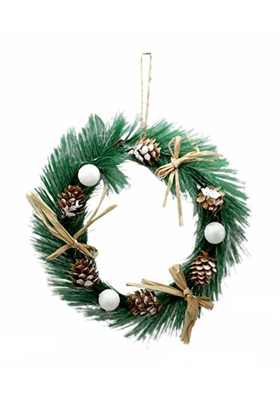 Parti Adresi Yılbaşı Kapı Süsü Kozalaklı Kapı Çelengi 20 cm